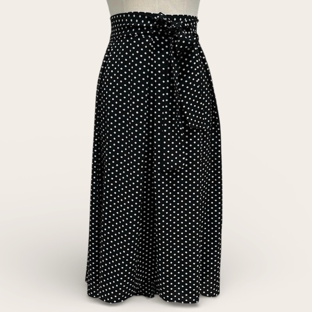 Max Edition Black and White Polka Dot Midi Skirt